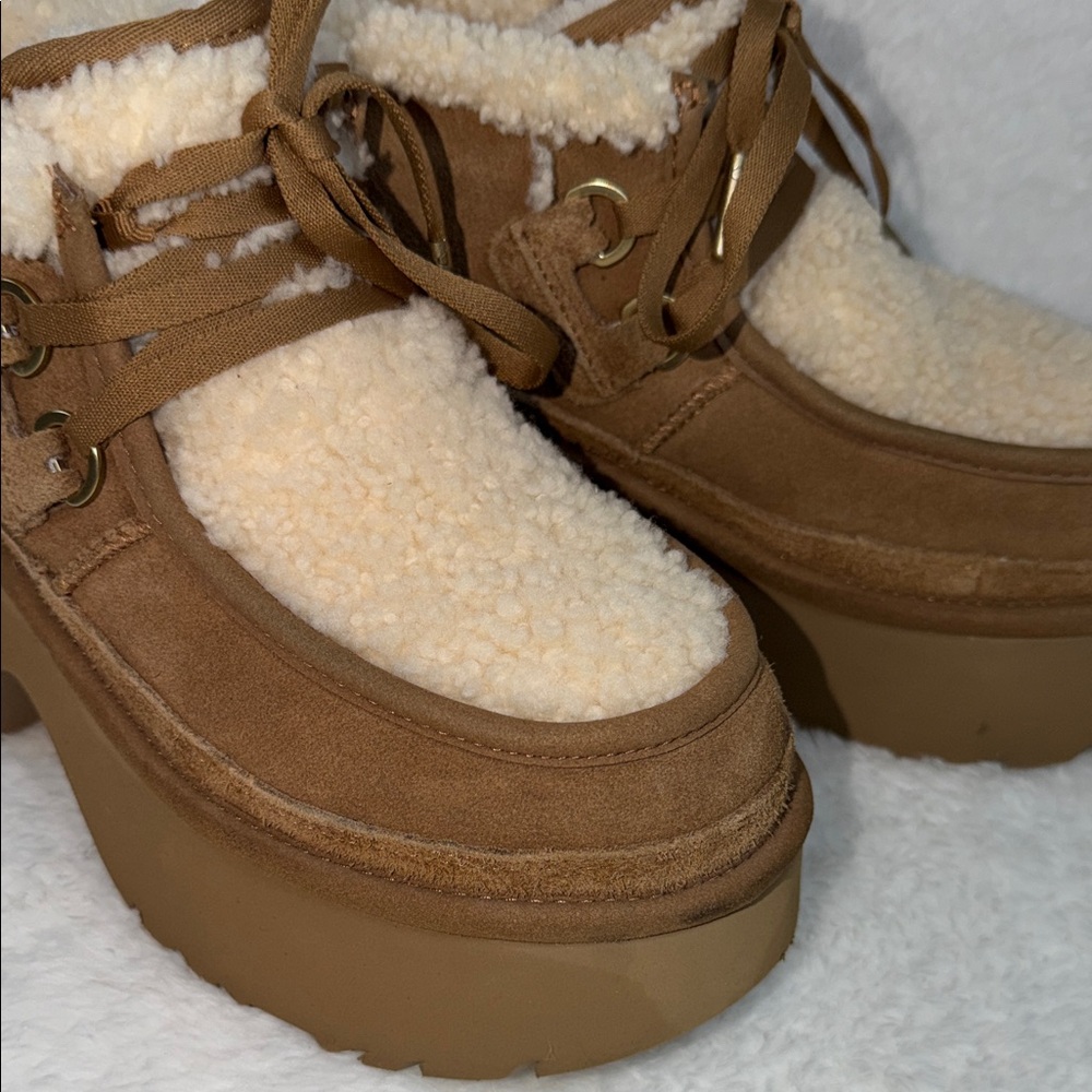 Ugg Brown Shearling Platform Boots Size 8 - image 3